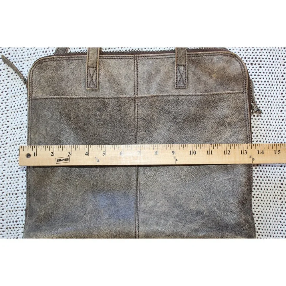LATICO Distressed Leather Purse Messenger Laptop Bag Boho western Brown USA